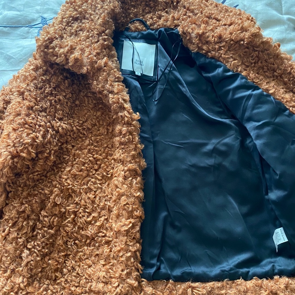 River island borg jacket in brown - Picture 2 of 5
